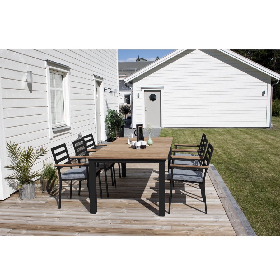 VENTURE DESIGN Brasilia havestol, m. armln - natur teaktr og sort aluminium