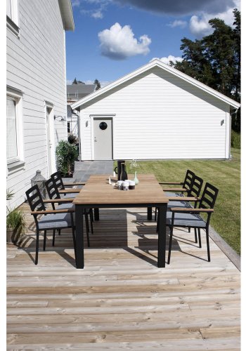 VENTURE DESIGN Brasilia havestol, m. armln - natur teaktr og sort aluminium