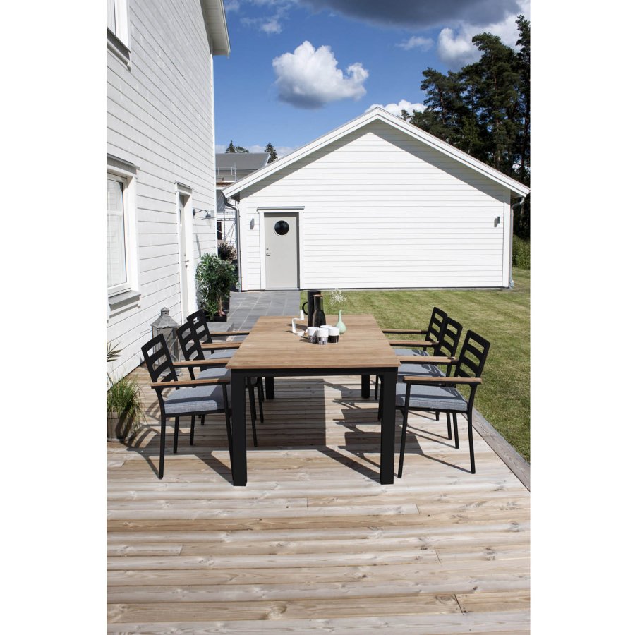 VENTURE DESIGN Brasilia havestol, m. armln - natur teaktr og sort aluminium