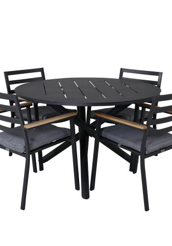 VENTURE DESIGN Brasilia havestol, m. armln - natur teaktr og sort aluminium