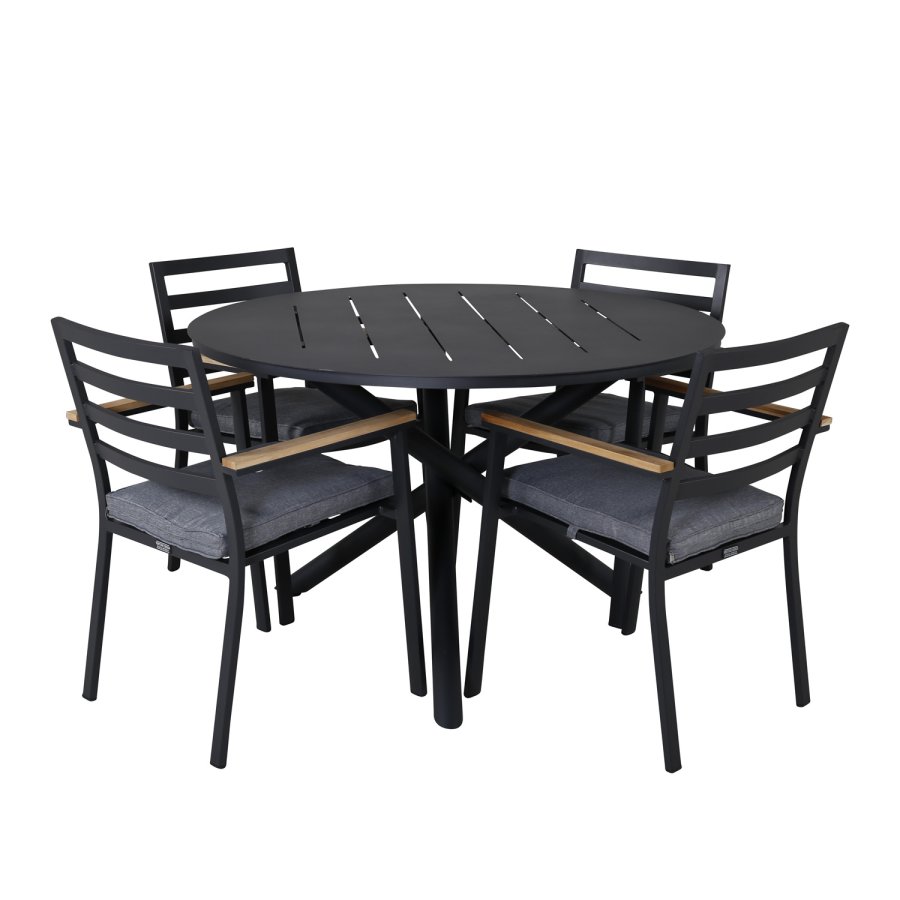 VENTURE DESIGN Brasilia havestol, m. armln - natur teaktr og sort aluminium