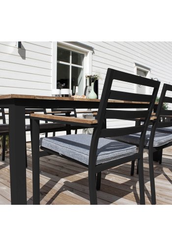 VENTURE DESIGN Brasilia havestol, m. armln - natur teaktr og sort aluminium