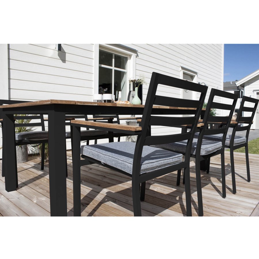 VENTURE DESIGN Brasilia havestol, m. armln - natur teaktr og sort aluminium