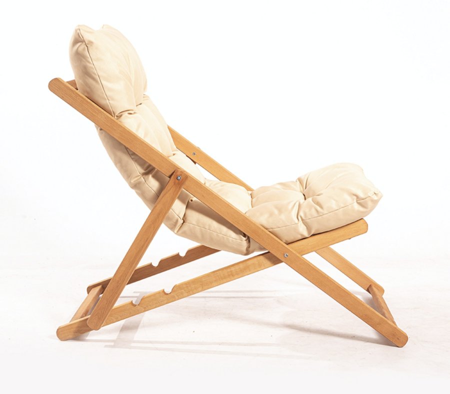 NORDVÄRK My005 loungest m. 1 havebord og 2 liggestole - creme hynde og natur bgetr