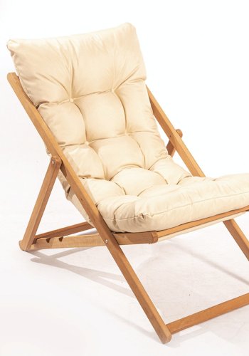 NORDVÄRK My006 udendrs liggestol, m. creme hynde, justerbar rygln - natur bgetr