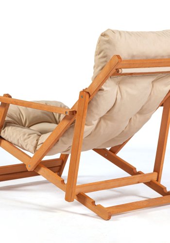 NORDVÄRK My008 udendrs liggestol, m. creme hynde, armln, justerbar rygln - natur bgetr