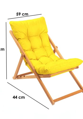 NORDVÄRK My006 udendrs liggestol, m. gul hynde, justerbar rygln - natur bgetr