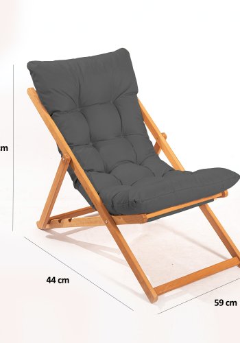 NORDVÄRK My006 udendrs liggestol, m. gr hynde, justerbar rygln - natur bgetr