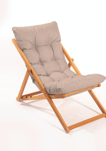 NORDVÄRK My006 udendrs liggestol, m. brun hynde, justerbar rygln - natur bgetr