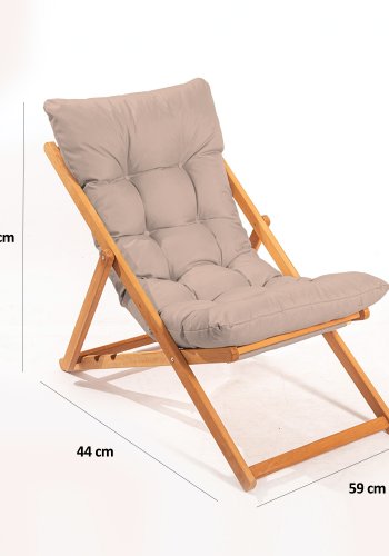 NORDVÄRK My006 udendrs liggestol, m. brun hynde, justerbar rygln - natur bgetr