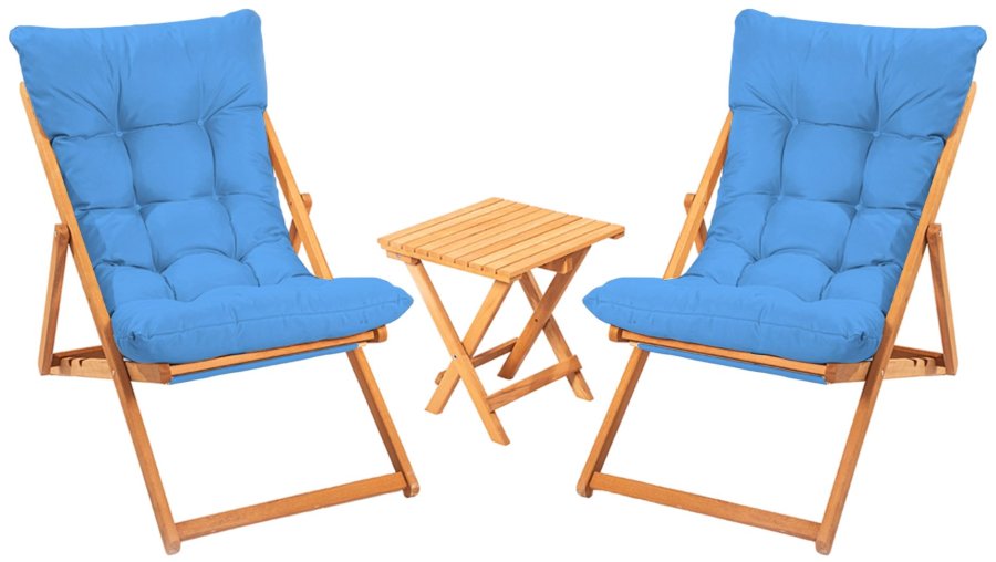 NORDVÄRK My005 loungest m. 1 havebord og 2 liggestole - bl hynde og natur bgetr