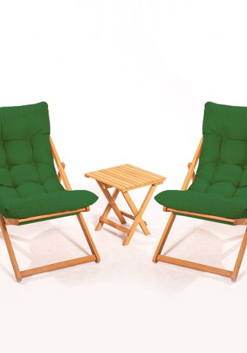 NORDVÄRK My005 loungest m. 1 havebord og 2 liggestole - grn hynde og natur bgetr