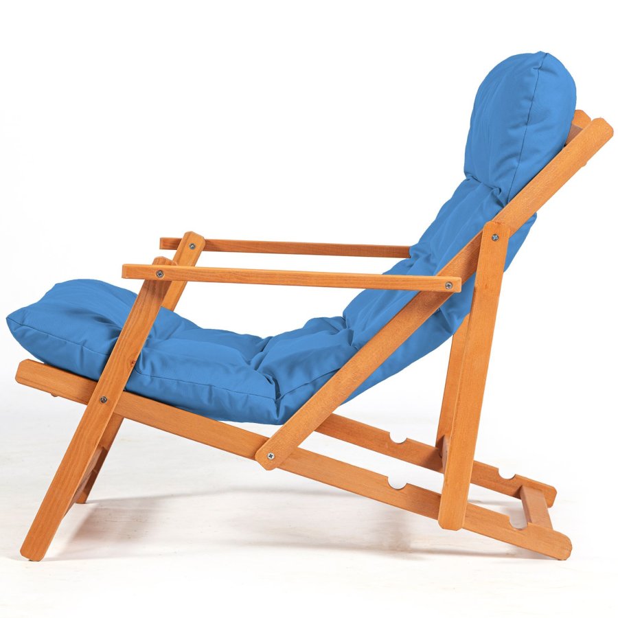 NORDVÄRK My008 udendrs liggestol, m. bl hynde, armln, justerbar rygln - natur bgetr