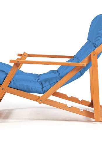 NORDVÄRK My008 udendrs liggestol, m. bl hynde, armln, justerbar rygln - natur bgetr