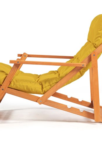 NORDVÄRK My008 udendrs liggestol, m. gul hynde, armln, justerbar rygln - natur bgetr