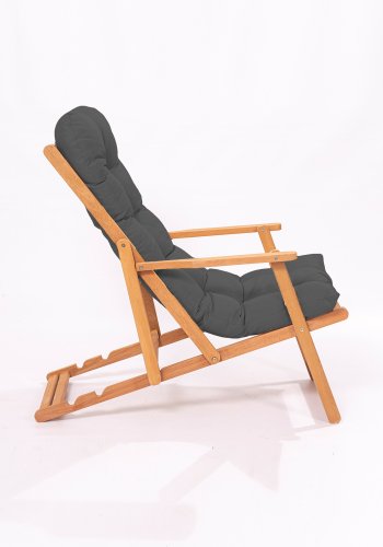 NORDVÄRK My008 udendrs liggestol, m. gr hynde, armln, justerbar rygln - natur bgetr