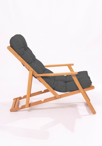 NORDVÄRK My008 udendrs liggestol, m. gr hynde, armln, justerbar rygln - natur bgetr