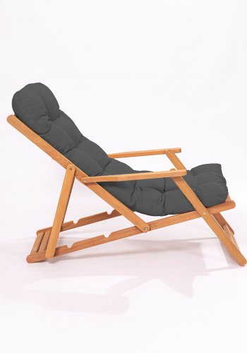 NORDVÄRK My008 udendrs liggestol, m. gr hynde, armln, justerbar rygln - natur bgetr