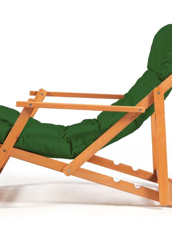 NORDVÄRK My008 udendrs liggestol, m. grn hynde, armln, justerbar rygln - natur bgetr