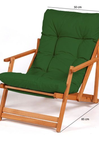 NORDVÄRK My008 udendrs liggestol, m. grn hynde, armln, justerbar rygln - natur bgetr