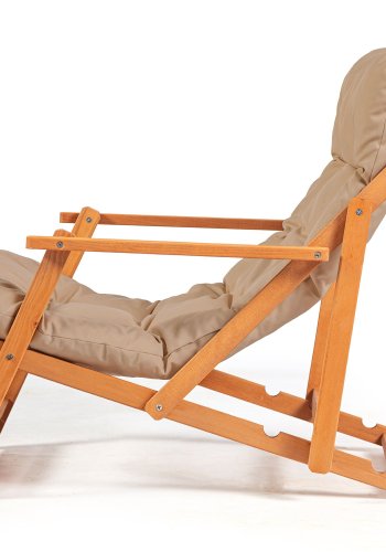 NORDVÄRK My008 udendrs liggestol, m. brun hynde, armln, justerbar rygln - natur bgetr