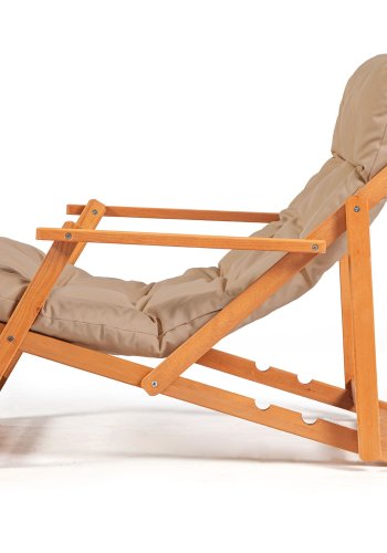 NORDVÄRK My008 udendrs liggestol, m. brun hynde, armln, justerbar rygln - natur bgetr