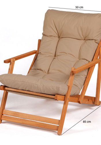 NORDVÄRK My008 udendrs liggestol, m. brun hynde, armln, justerbar rygln - natur bgetr
