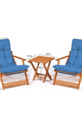 NORDVÄRK MY007 loungest, m. 2 havestole, 1 havebord og bl hynder - natur bgetr