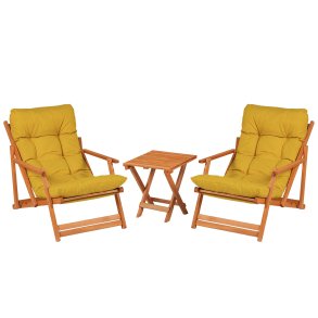 NORDVÄRK MY007 loungest, m. 2 havestole, 1 havebord og gule hynder - natur bgetr