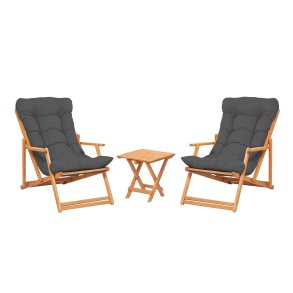 NORDVÄRK MY007 loungest, m. 2 havestole, 1 havebord og gr hynder - natur bgetr