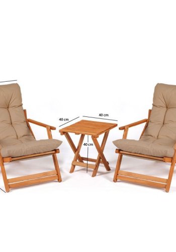 NORDVÄRK My005 loungest m. 1 havebord og 2 liggestole - brun hynde og natur bgetr