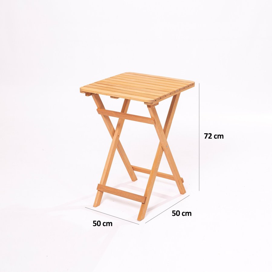 NORDVÄRK My001A havest m. 1 havebord og 2 havestole, foldbar - creme hynder og natur bgetr