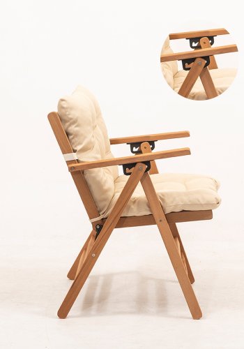 NORDVÄRK My025 havest m. 1 havebord og 2 havestole m. 4 pos., foldbar - creme hynder/natur bgetr