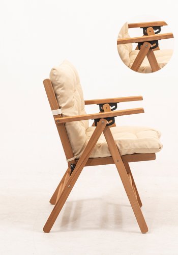 NORDVÄRK My025 havest m. 1 havebord og 2 havestole m. 4 pos., foldbar - creme hynder/natur bgetr