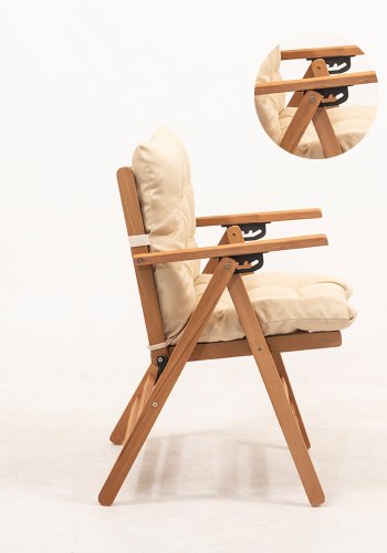 NORDVÄRK My025 havest m. 1 havebord og 2 havestole m. 4 pos., foldbar - creme hynder/natur bgetr