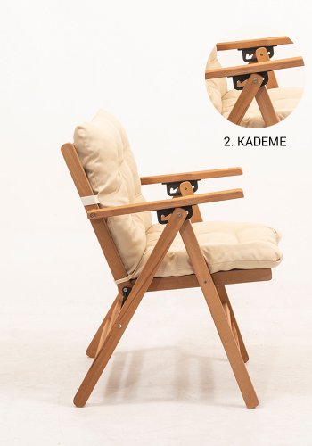 NORDVÄRK MYL04 havestol, m. armln m. 4 pos., foldbar - creme hynde og natur bgetr