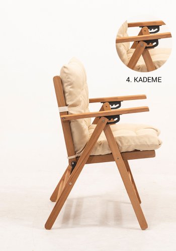 NORDVÄRK MYL04 havestol, m. armln m. 4 pos., foldbar - creme hynde og natur bgetr