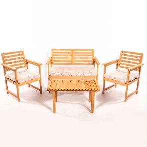 NORDVÄRK MYT01 udendrs loungest, m. 2 stole, 1 sofa, 1 bord og creme hynder - natur tr