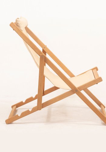 NORDVÄRK MYN04 udendrs liggestol, m. creme stof, justerbar rygln - natur bgetr