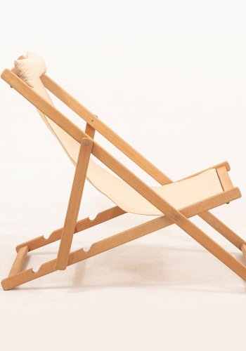 NORDVÄRK MYN04 udendrs liggestol, m. creme stof, justerbar rygln - natur bgetr