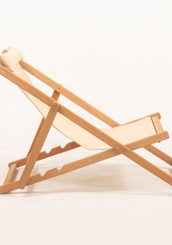 NORDVÄRK MYN04 udendrs liggestol, m. creme stof, justerbar rygln - natur bgetr