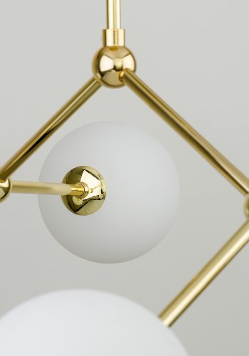 TK Fairy loftlampe, m. 4 skrme - hvid glas og guld metal