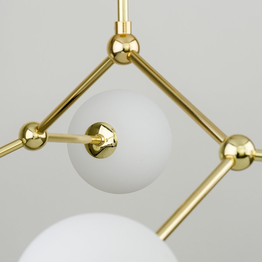 TK Fairy loftlampe, m. 4 skrme - hvid glas og guld metal