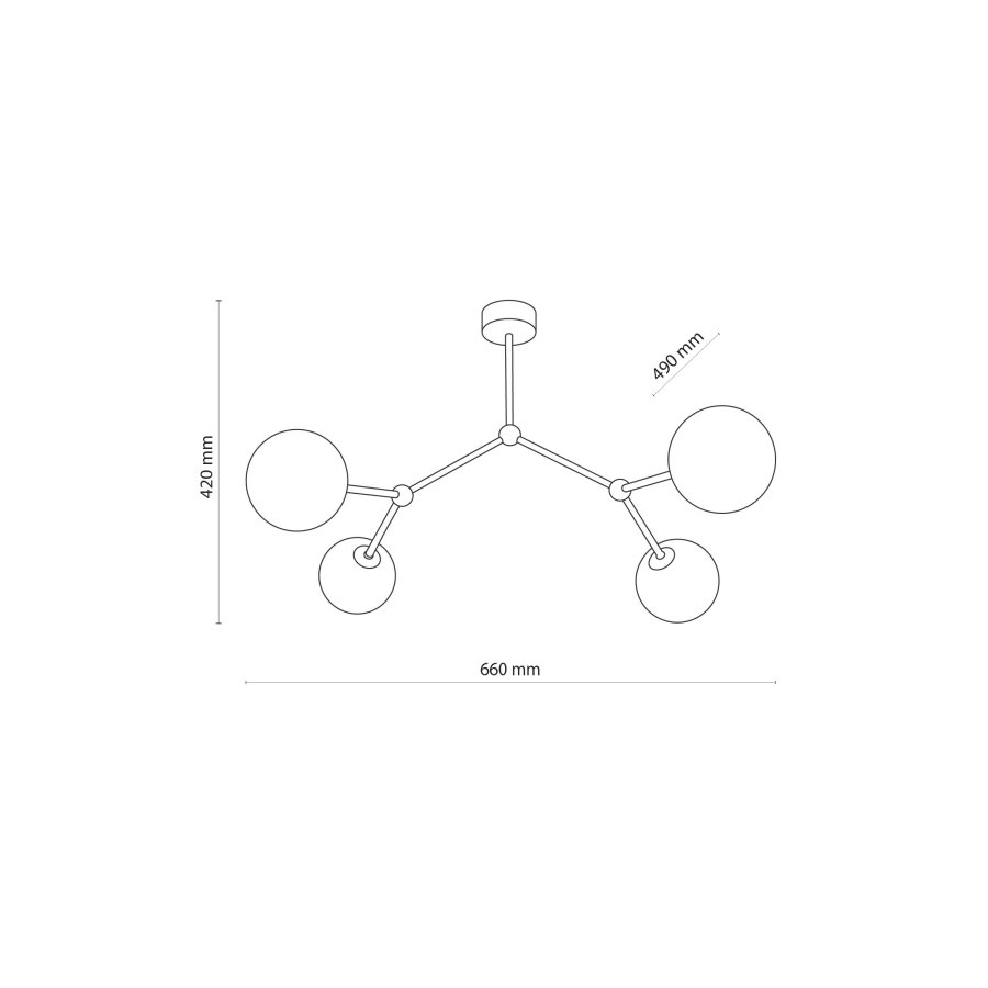TK Fairy loftlampe, m. 4 skrme - hvid glas og guld metal