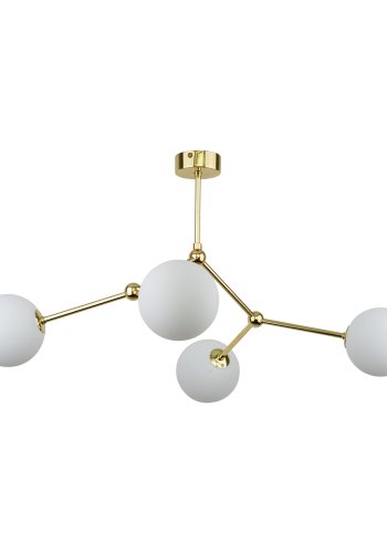 TK Fairy loftlampe, m. 4 skrme - hvid glas og guld metal