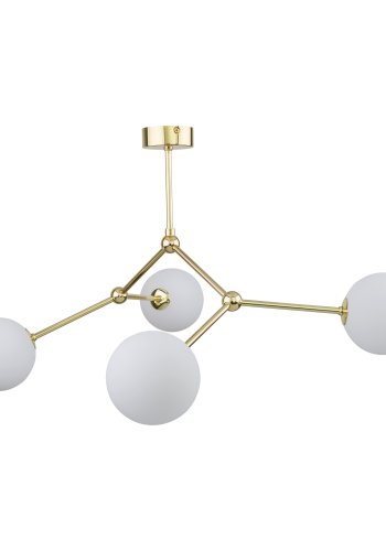 TK Fairy loftlampe, m. 4 skrme - hvid glas og guld metal