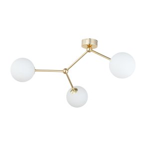 TK Fairy loftlampe, m. 3 skrme - hvid glas og guld metal