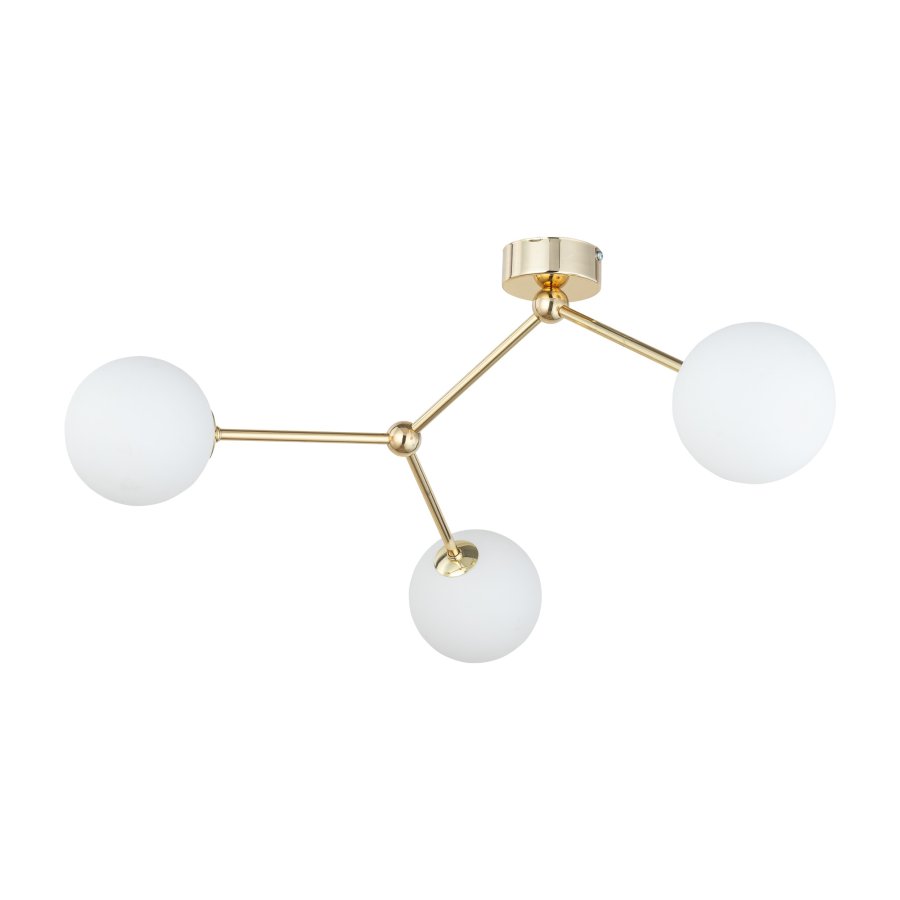 TK Fairy loftlampe, m. 3 skrme - hvid glas og guld metal