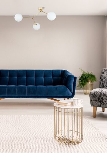 TK Fairy loftlampe, m. 3 skrme - hvid glas og guld metal