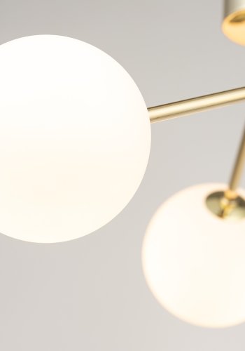 TK Fairy loftlampe, m. 3 skrme - hvid glas og guld metal